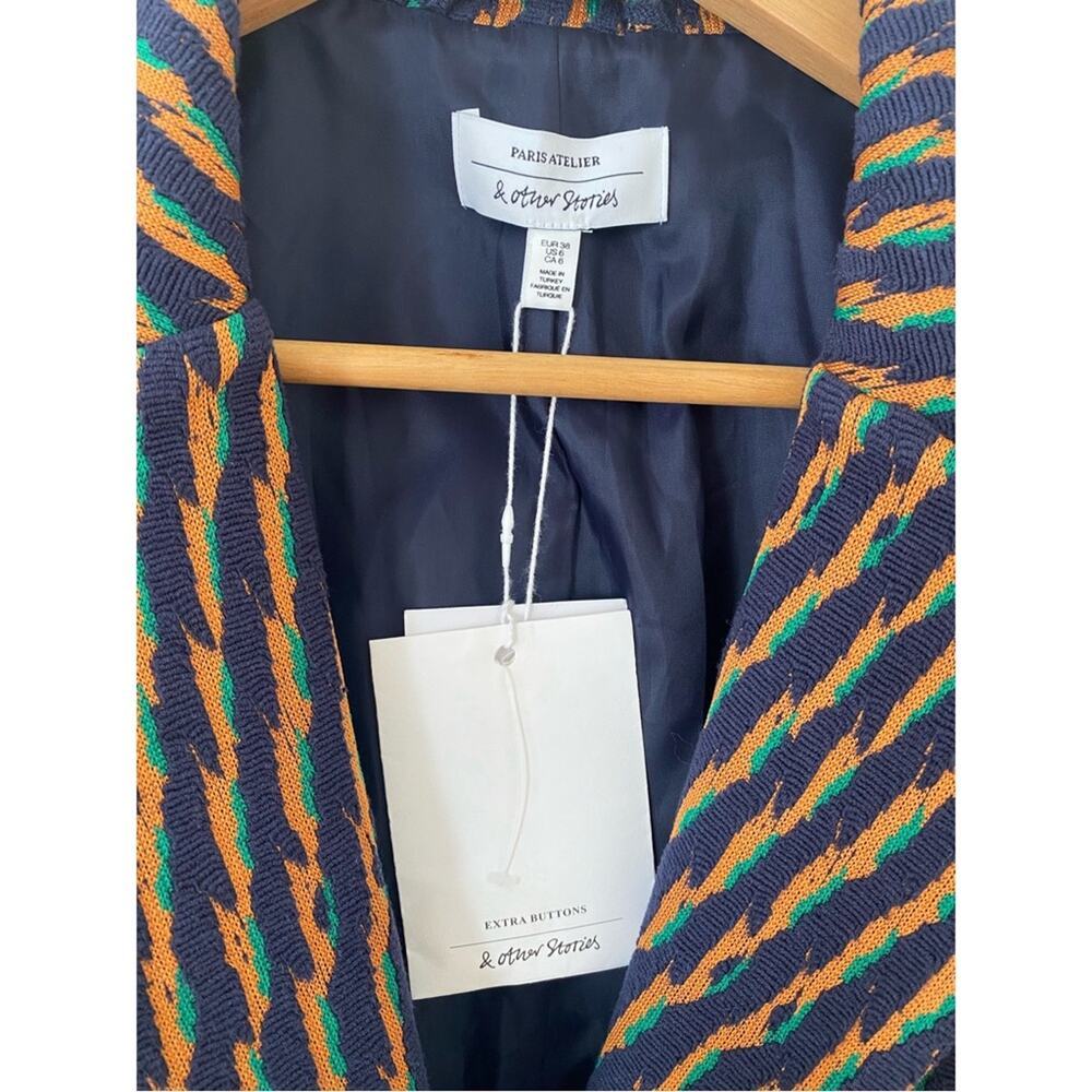 & Other Stories Navy Striped Blazer Twee Workwear Size 6 NWT - Picture 8 of 11